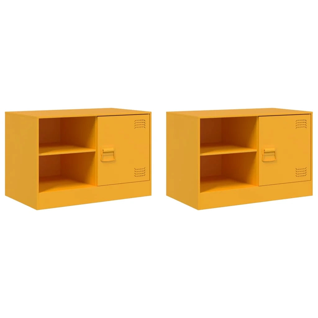 Mobile TV multimediale scaffale TV credenza mobile TV sala da pranzo soggiorno camera da letto 2 pezzi giallo senape 67 x 39 x 44 cm acciaio giallo 02_0028631