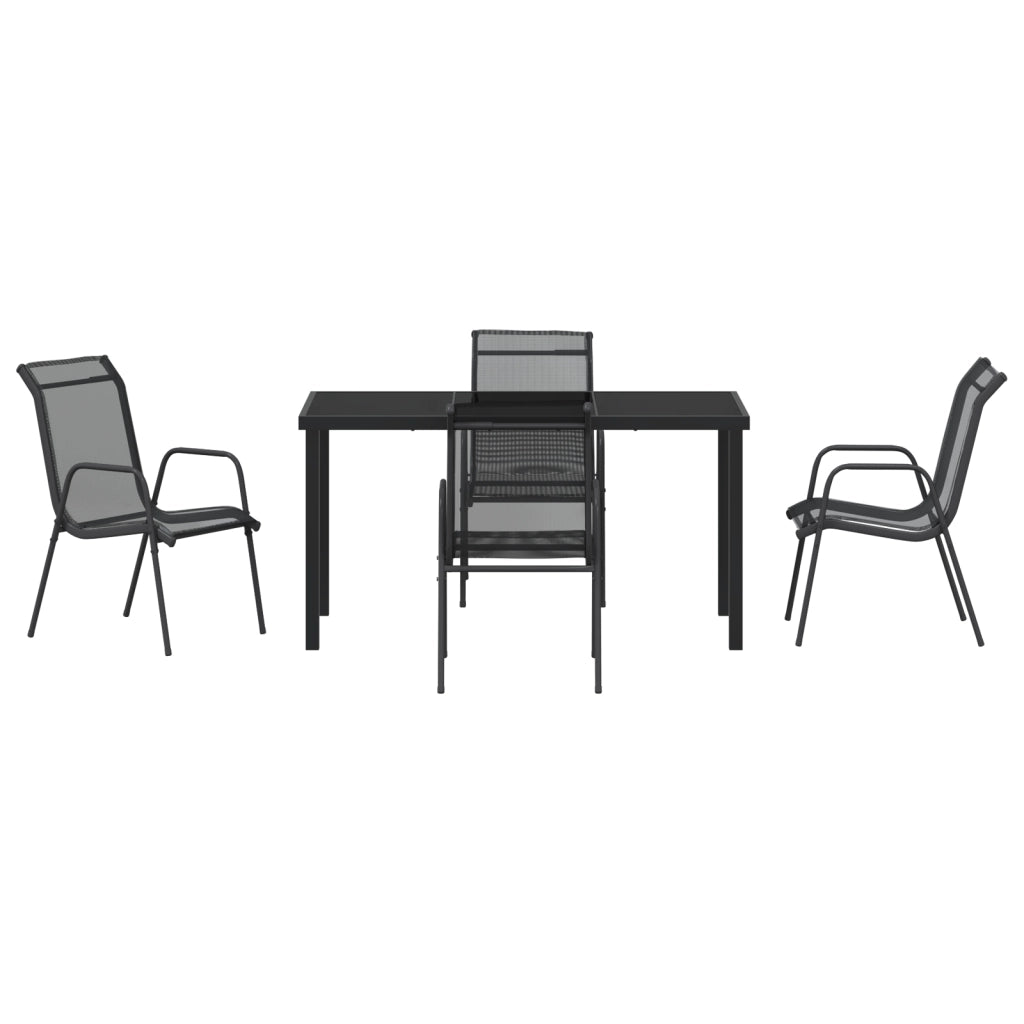 Set di Mobili da Giardino 5 Pezzi nero Textilene e Acciaio