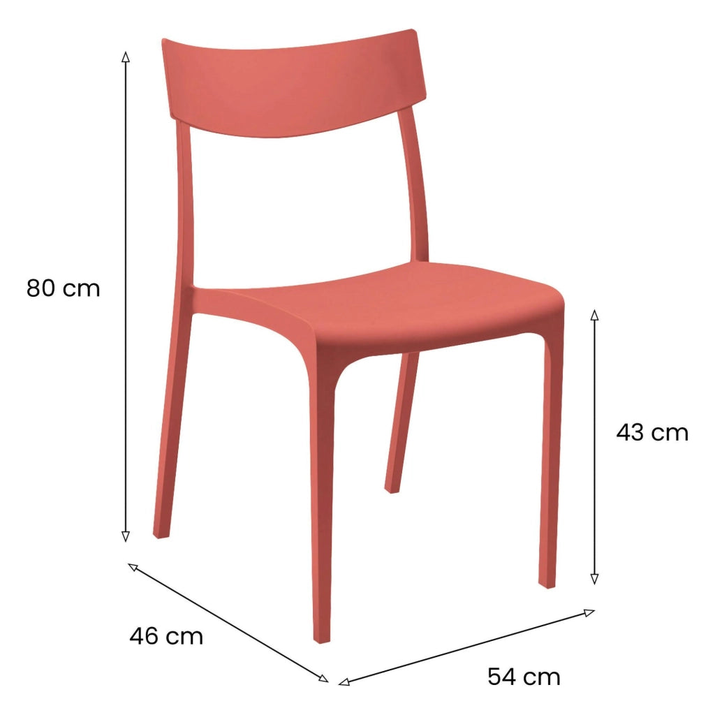 Sedia da esterno Lupia, Seggiola da giardino, Seduta outdoor multiuso, Panchina da giardino, Made in Italy, 54x46 h80 cm, Rosso