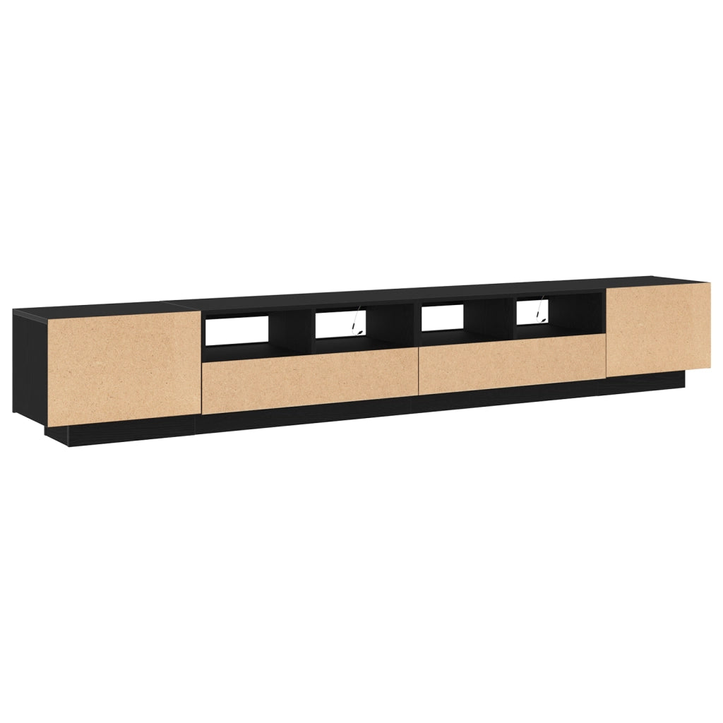 Mobile TV  con luci LED Rovere Nero 260x35x40 cm in Legno ingegnerizzato