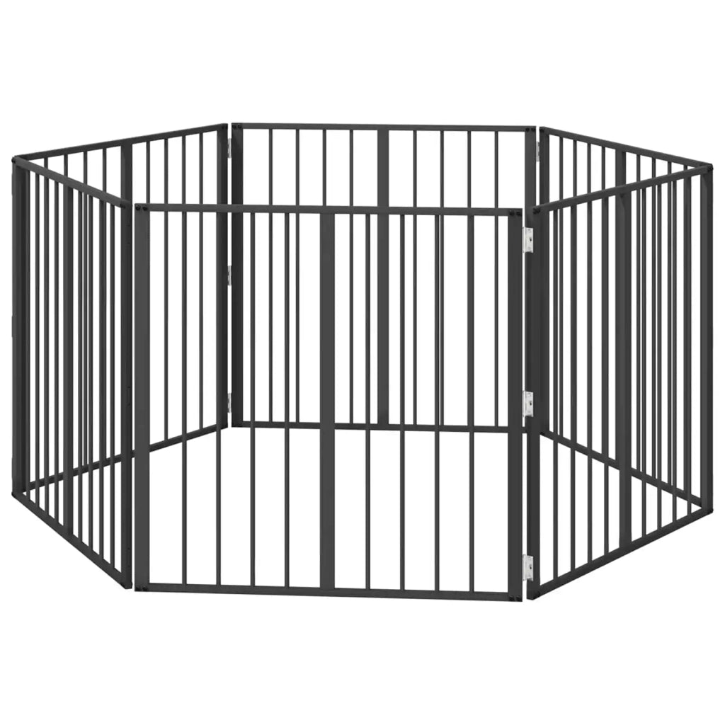 Cancello per cani 6 pcs Nero 80 x 80 cm Acciaio zincato 892007