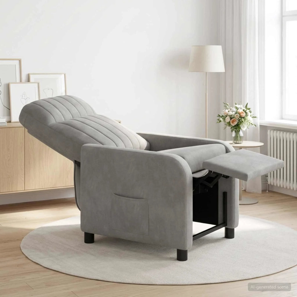 Divano Sedia-Poltrona reclinabile Grigio Chiaro Velluto (V)