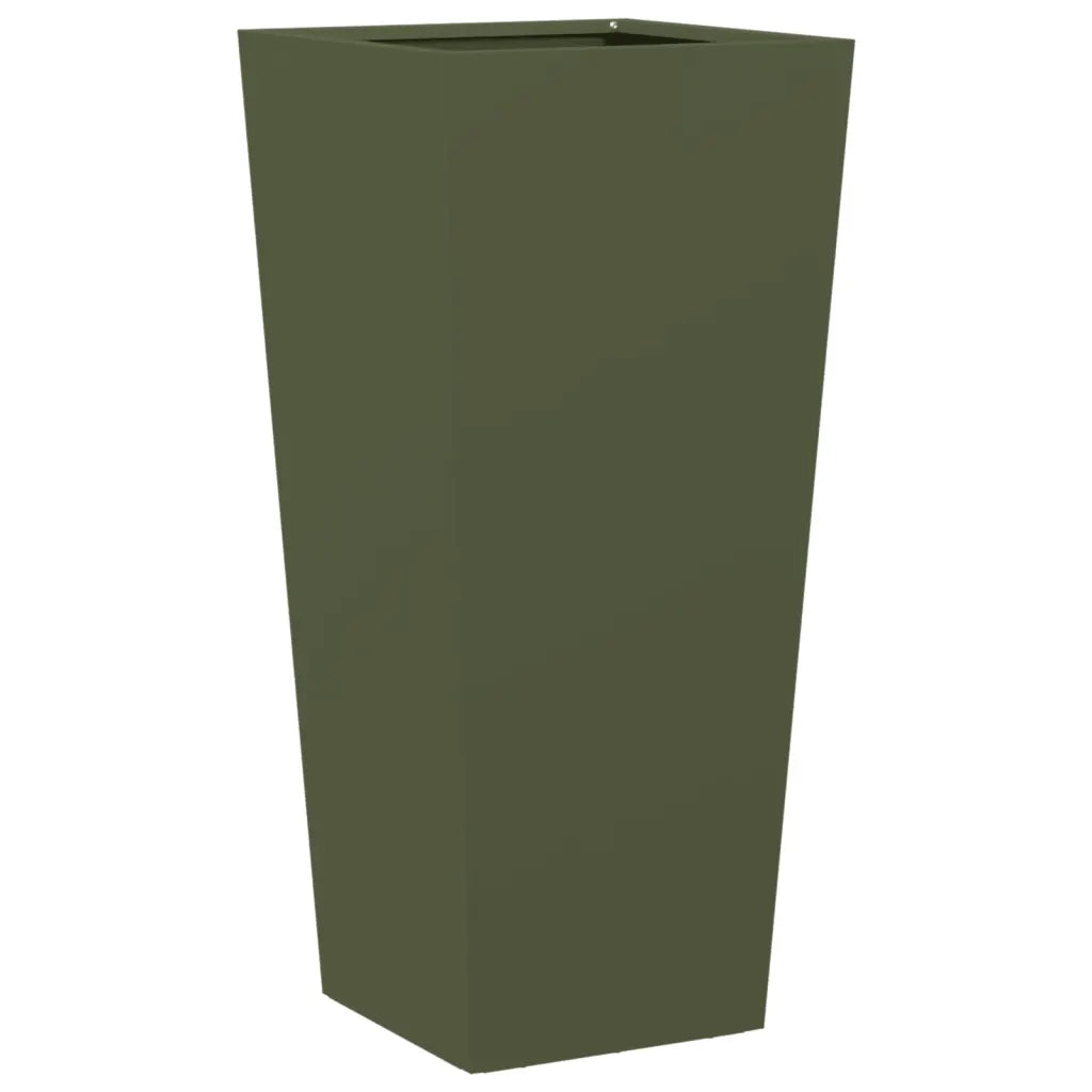 2 pz Fioriere | Cassetta per fiori | Vaso da Giardino Verde Oliva 35x35x75 cm in Acciaio