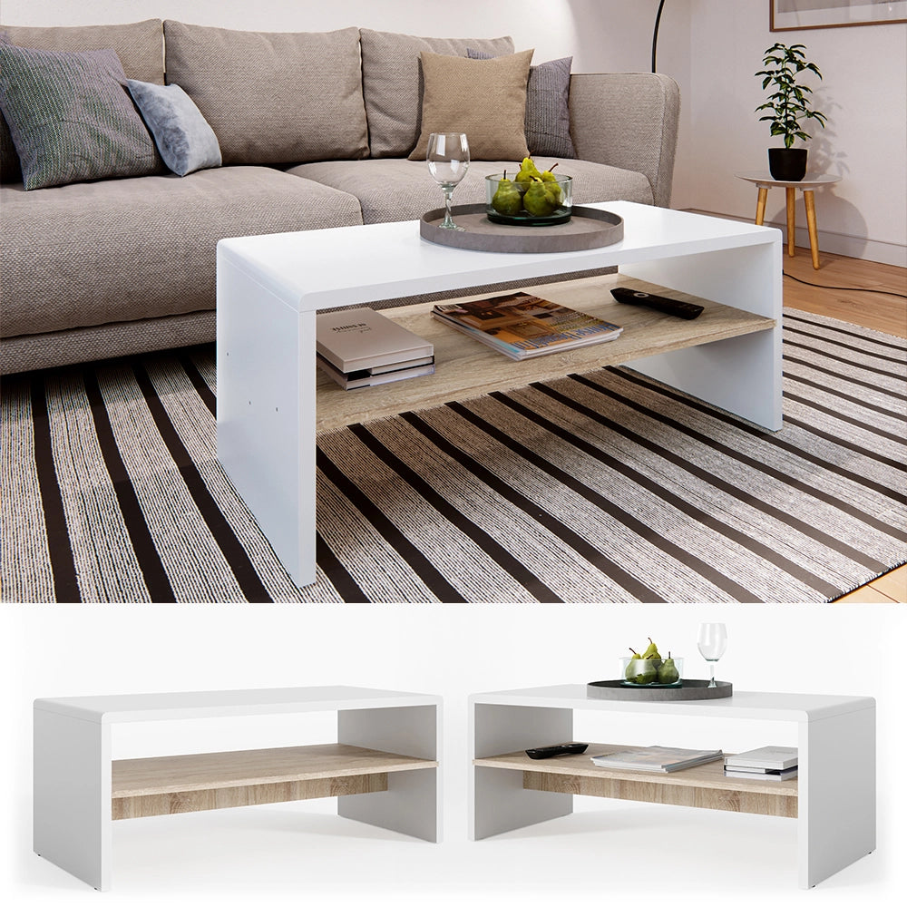 Vicco Tavolino da salotto Bianco/Sonoma 99.6 x 39.8 cm