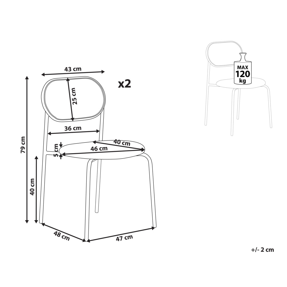 Set di 2 sedie da pranzo con seduta in tessuto e struttura in metallo nero con effetto legno intreccio viennese stile retrò soggiorno