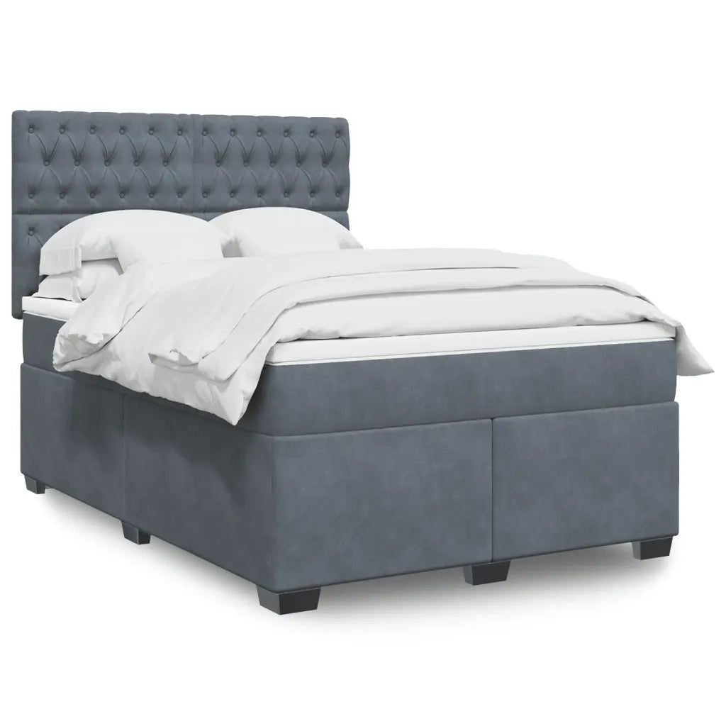 Giroletto a Molle con Materasso Grigio Scuro 160x200 cm Velluto 3290961