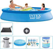 Piscina Rond Opblaasbar Easy Set - 305 x 61 cm - Blu - Inclusa Pomp, Sottovetro, Kit Manutenzione, Filtro, Matrice Solare, Paviemento in Piastrelle