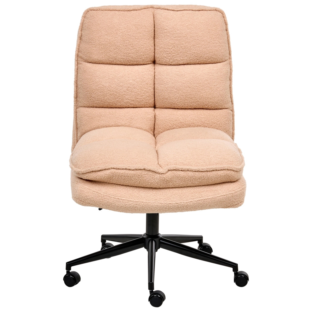 Sedia da scrivania per ufficio Rivestimento in Boucle rosa pesca Regolazione dell'altezza del sedile Imbottitura girevole reclinabile
