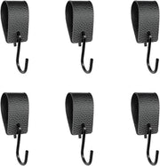 Hanger multifunzionale a forma di S con protezione contro cadute, 6 pezzi, hanger a forma di triangolo in metallo con laccio in pelle.