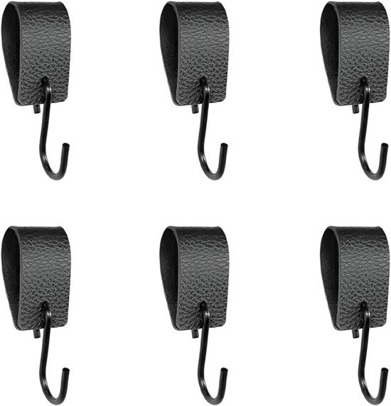 Hanger multifunzionale a forma di S con protezione contro cadute, 6 pezzi, hanger a forma di triangolo in metallo con laccio in pelle.