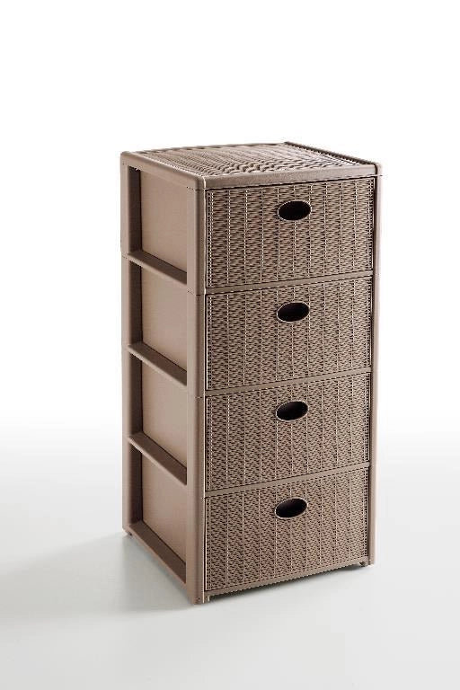 Cassettiera in Plastica elegance 4 cassetti Tortora  Stefanplast