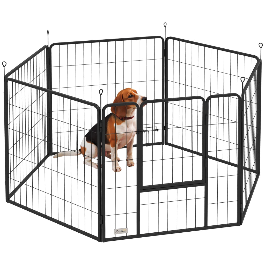 Recinto per Cani a 6 Pannelli Pieghevole ¨C zephmum ¨C Grigio Scuro Acciaio 80 cm