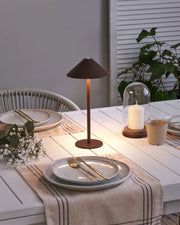 Lampada da tavolo in alluminio marrone con interruttore a sfioramento e cavo di ricarica USB senza fili stile moderno