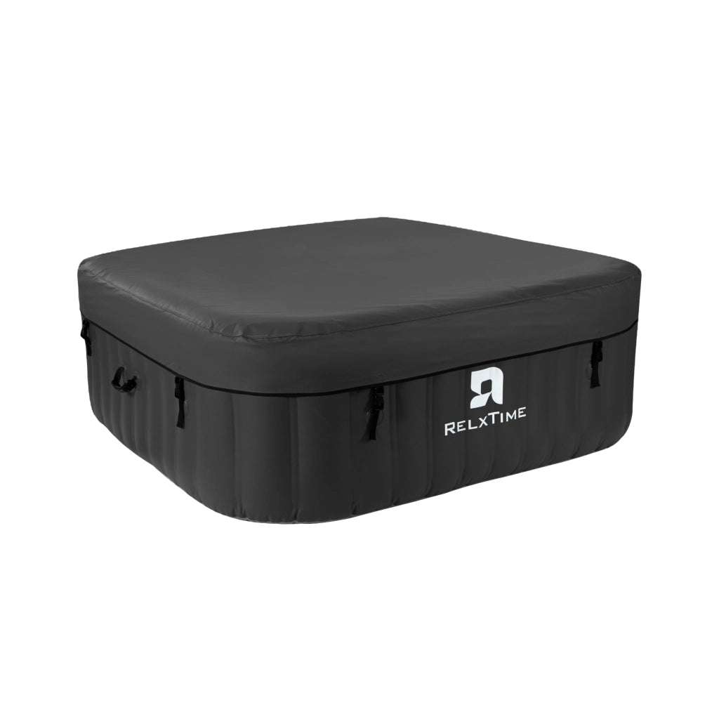 Spa gonfiabile quadrata 6 posti - RELXTIME - 130 getti - Nero - Filtro e copertura inclusi