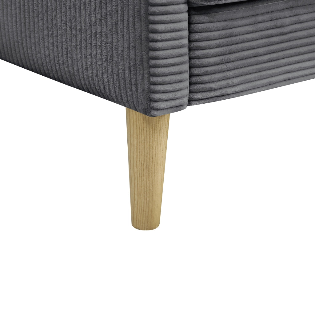 Divano a 2 posti in velluto a coste con cuscini imbottiti, stile scandinavo, gambe in legno grigio 107 × 71 × 20 cm