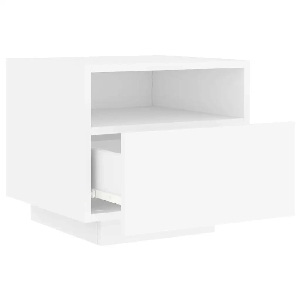 Comodini con Luci LED 2pz Bianchi 40x39x37 cm 836799