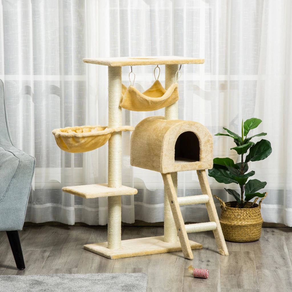 Tiragraffi per Gatti Multilivello con Amaca e Casetta ¨C zephmum ¨C 55x30x100 cm