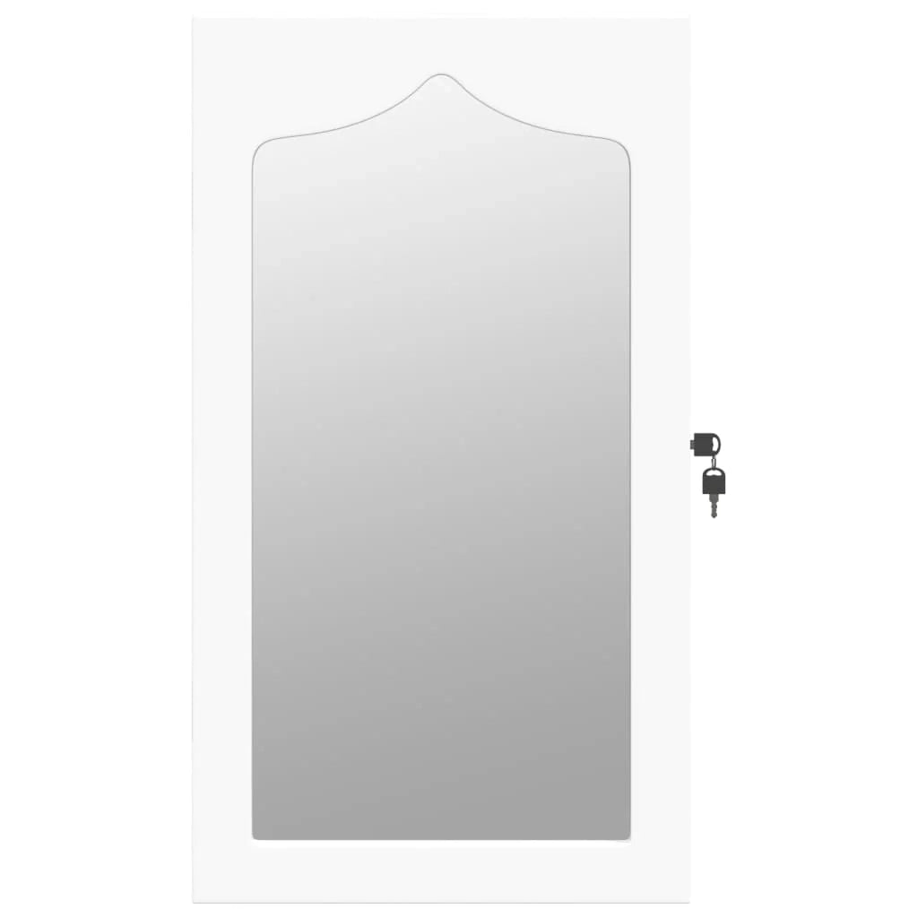 Mobiletto portagioie mobile contenitore organizer per camera da letto spogliatoio bagno con specchio a parete 37,5 x 10 x 67 cm bianco 02_0022837
