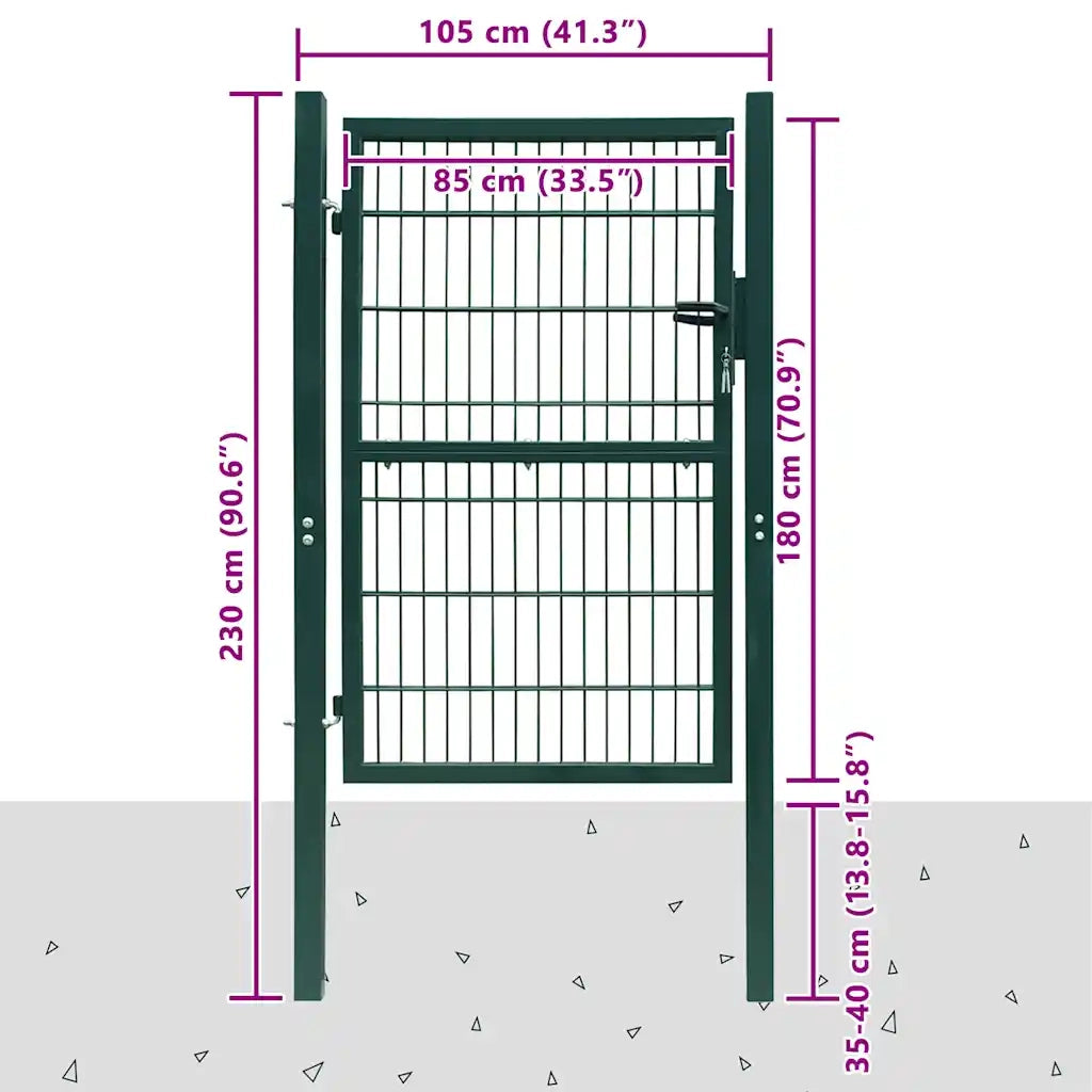 Cancello per Recinzione 2D (Singolo) Verde 100x180 cm CFW6531783