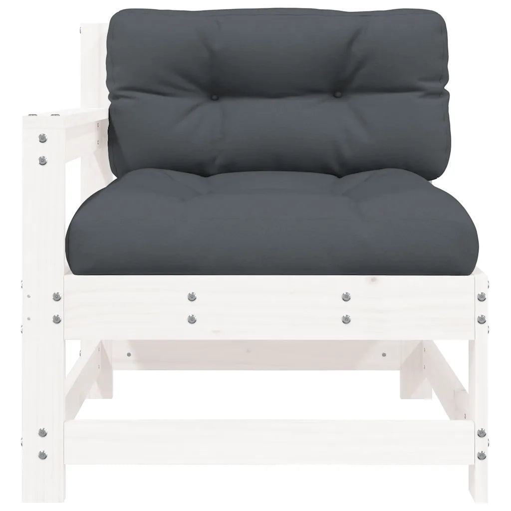 Sedia da patio-Sedie da Giardino con Cuscini 2pz Legno Massello di Pino Bianco 548970