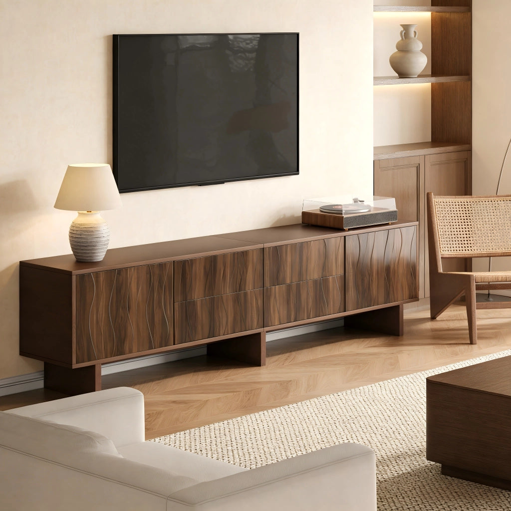 Mobile TV con Cassetti e Ante ¨C Xylo ¨C Noce, 180x40x56 cm, fino a 75 Pollici