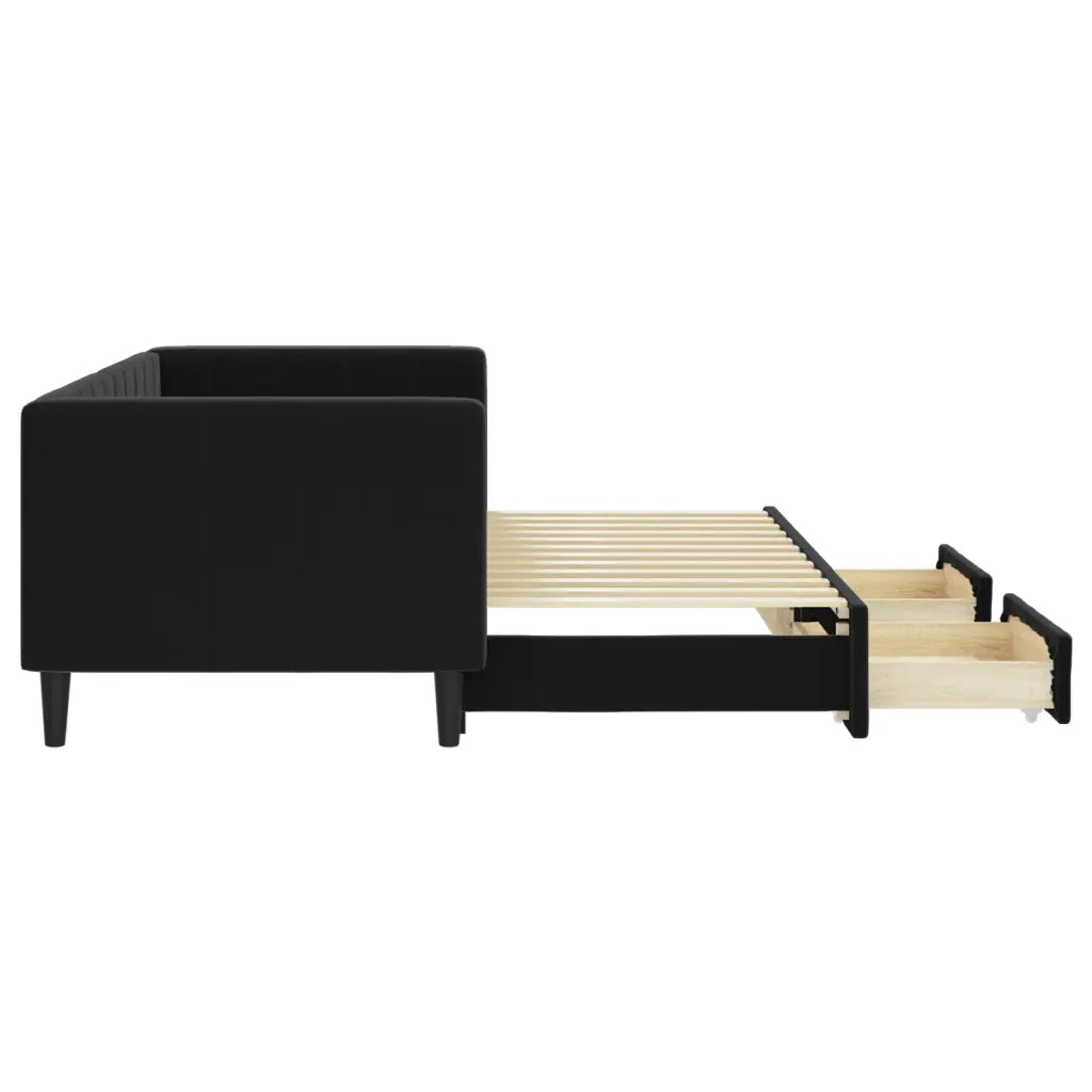 Divano Letto Estraibile con Cassetti Nero 80x200 cm in Velluto 3196736
