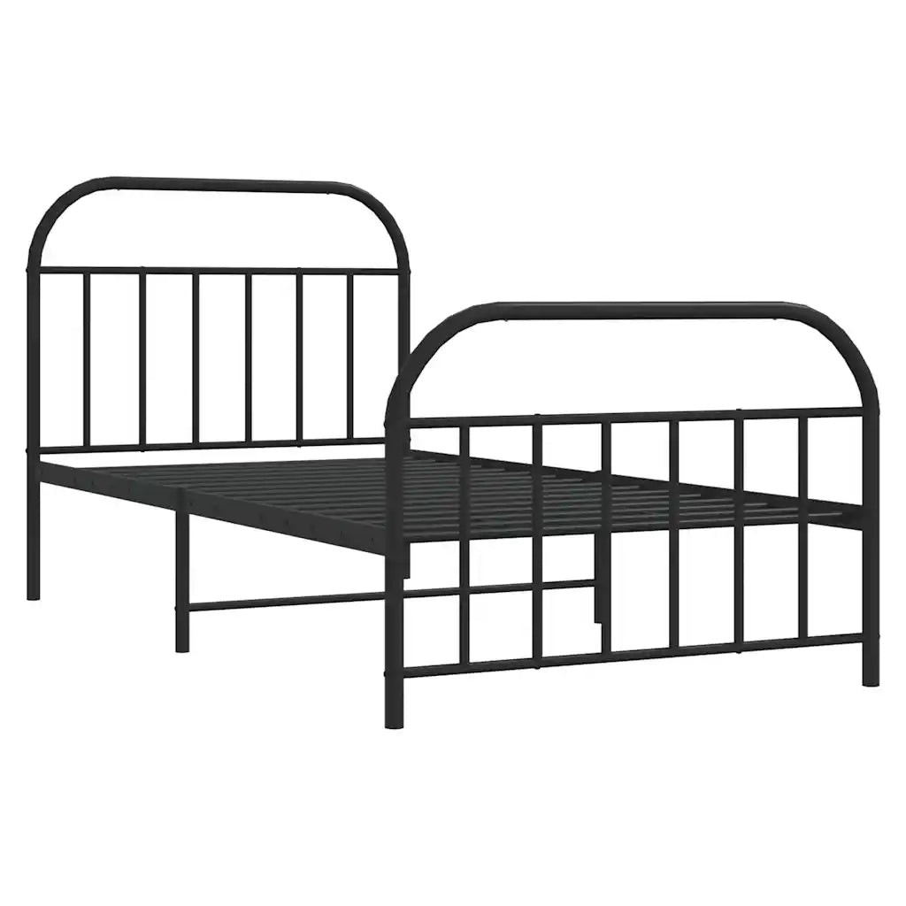 Giroletto con Testiera e Pediera Metallo Nero 100x200 cm 353648