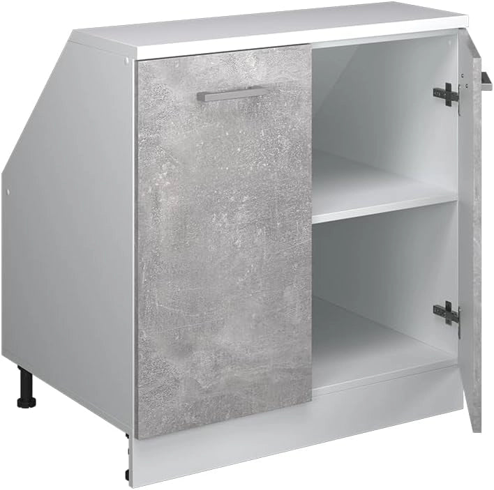 Mobile sottotetto Rion, Calcestruzzo, 80 x 81.6 cm con 2 porte, carcassa 60 cm profondità, adatto per il salvaspazio sotto tetti spioventi