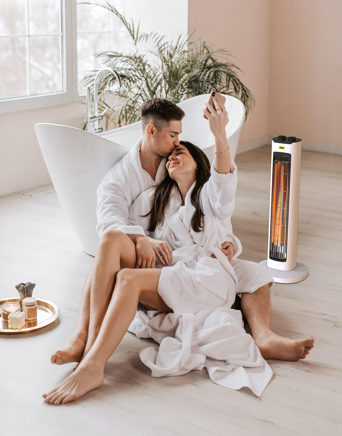 Stufa Elettrica ad Infrarossi 23x23x61,5 cm 800W Moel Maui 840C Bianca