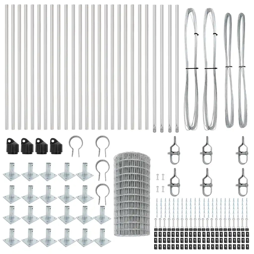 Recinzione da Giardino | Recinzione con Posto Argento 0,4 x 50 m Acciaio
