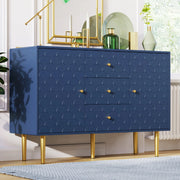 OKWISH Credenza con 2 Ante e 3 Cassetti, Ripiano Regolabile, per Soggiorno o Camera, Legno e Metallo, 120 x 40 x 83 cm