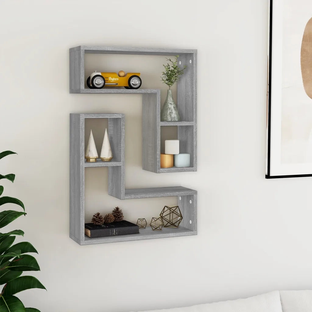 Mensole a Parete 2pz Grigio Sonoma 50x15x50cm Legno Multistrato 826642
