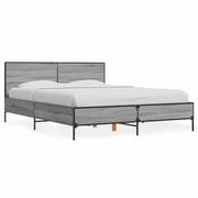 Letto matrimoniale | Letto per adulti | Giroletto Grigio Sonoma 120x200 cm in Legno Multistrato Metallo
