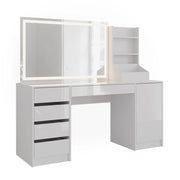 Vicco Tavolo da toeletta Bianco/bianco lucido 158.2 cm 3 parti