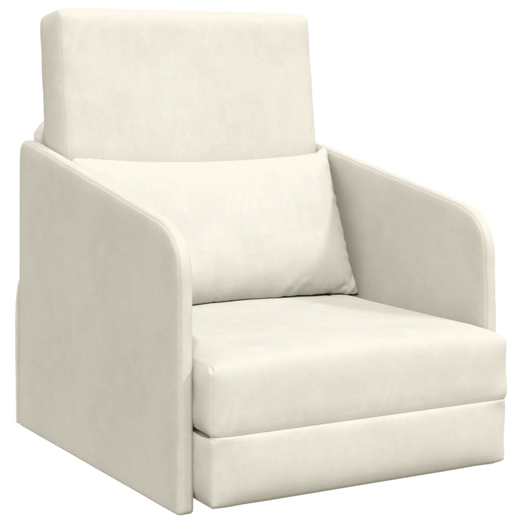 Divano Letto da Pavimento 2-in-1 Panna 65x80x83 cm in Velluto