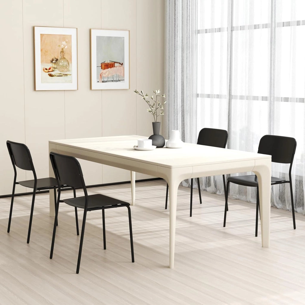 Set di 4 sedie da sala da pranzo, sedia da cucina impilabili con gambe in metallo, sedie senza braccioli, seduta e schienale in PP, per soggiorno, carico 160 kg (nero)