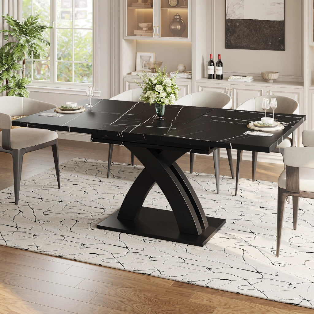 TAVOLO DA PRANZO ESTENSIBILE 120-160 x 80 x 76 cm MDF Nero
