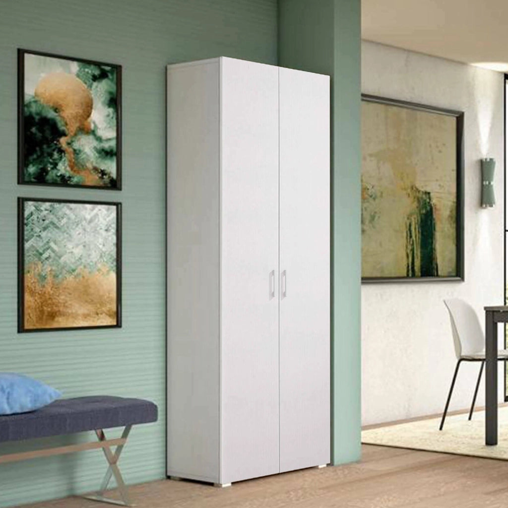 Angy, Armadio Multiuso 2 Ante 6 Ripiani Made in Italy, 72x195h cm Bianco