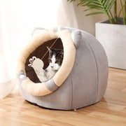 Casa per cani Casa per gatti Letto per cuccioli Cuscino letto per gatti (grigio, orecchie corte, 45 x 48 x 33)