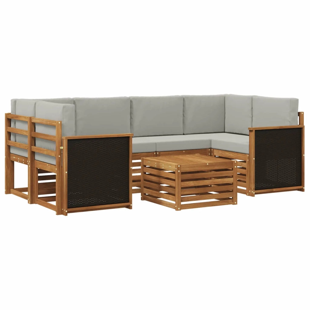 Set di divani da esterno 7 pz Naturale e Grigio Chiaro 3384072