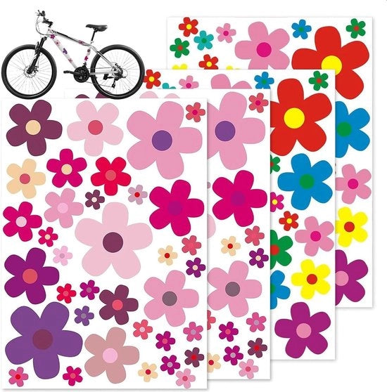 Sticker fiori estate viola - set di 4 - impermeabile - per bicicletta laptop auto motocicletta - fiori primaverili sticker - outdoor - cellulare - taccuino.