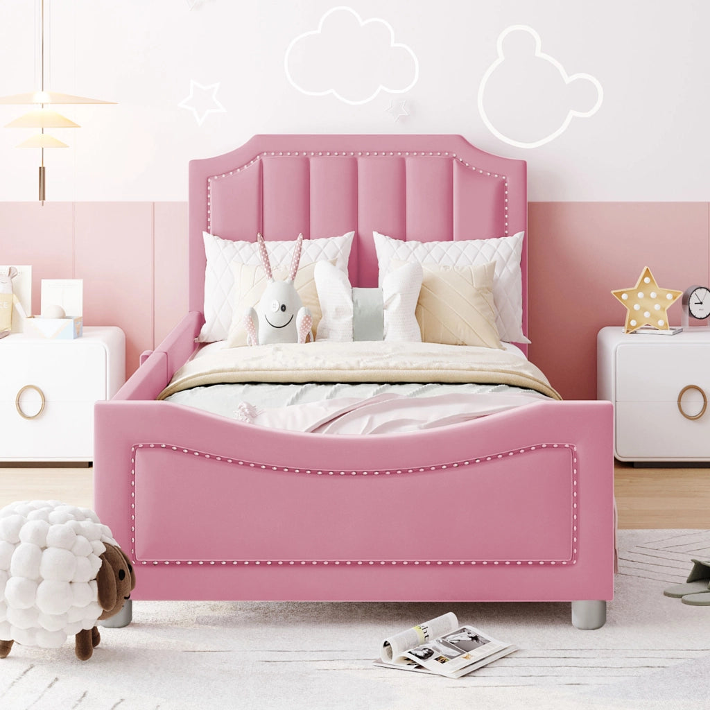 Letto per bambini con schienale in legno massello 90x200 cm
