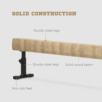Trave Ginnastica Artistica 226x31x59 cm in Acciaio e Legno Marrone
