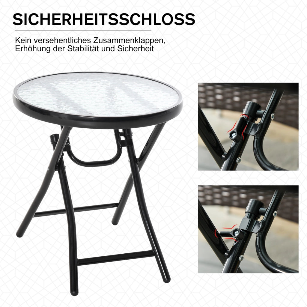 Tavolino da giardino pieghevole ¨C zephmum ¨C rotondo nero ?45cm