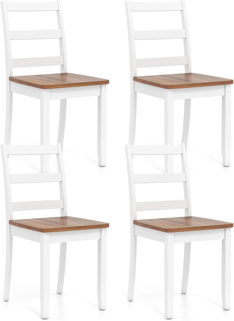 Set di 4 Sedie da Pranzo in Legno, Portata 180 kg, Sedia da Cucina in Stile Fattoria con Schienale Alto Curvo, Senza Braccioli per Sala da Pranzo, Cucina e Ristorante, 40 x 40 x 85 cm (4)