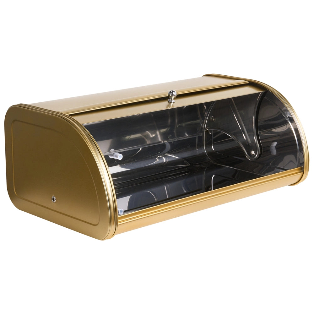 Contenitore per il pane in acciaio inossidabile dorato 45 x 26 x 17 cm Decorativo con coperchio a rotolo Cucina moderna