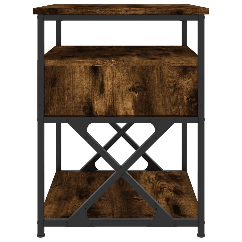 Comodino-Tavolino da notte Rovere Fumo 40x42x55 cm Legno Multistrato