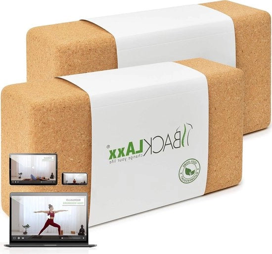 Blocco Yoga in Kurk - Durevole e Idrorepellente - 100% Naturale - Prodotto in Modo Ecologico con Video di Utilizzo Inclusi