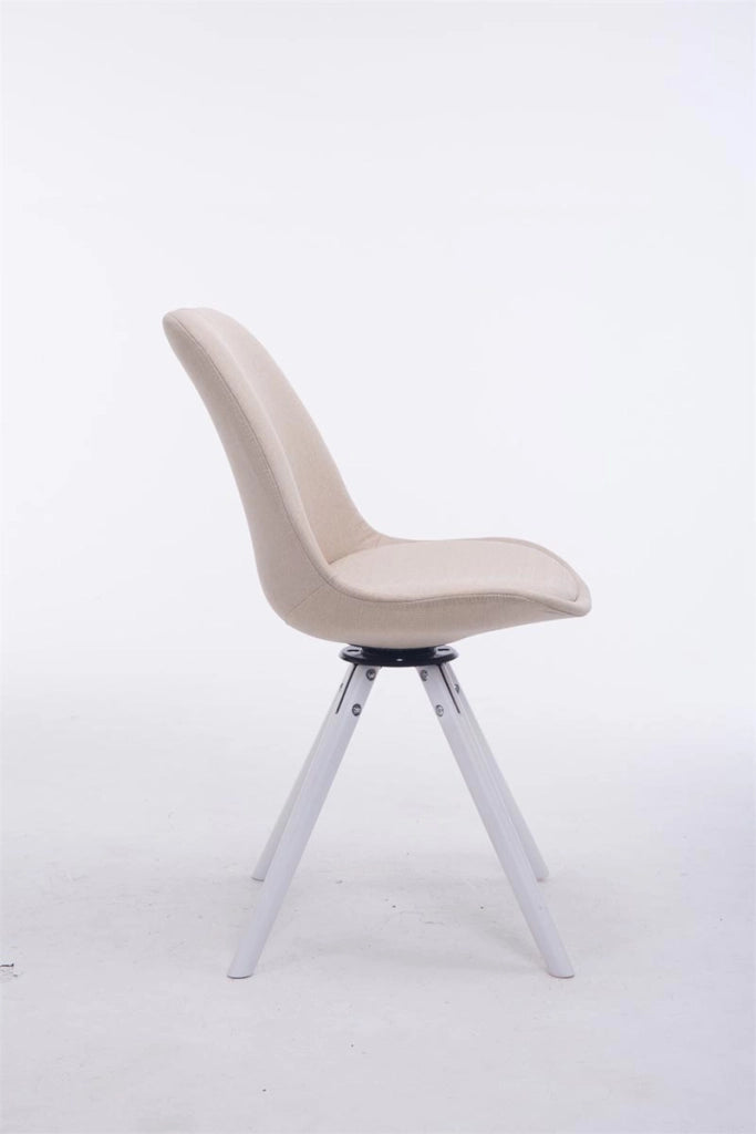 Sedia ospite Troyes Girevole Tessuto Rotondo crema,bianco