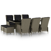 Set da Pranzo da Giardino 9 pz con Cuscini in Polyrattan Marrone cod mxl 69404